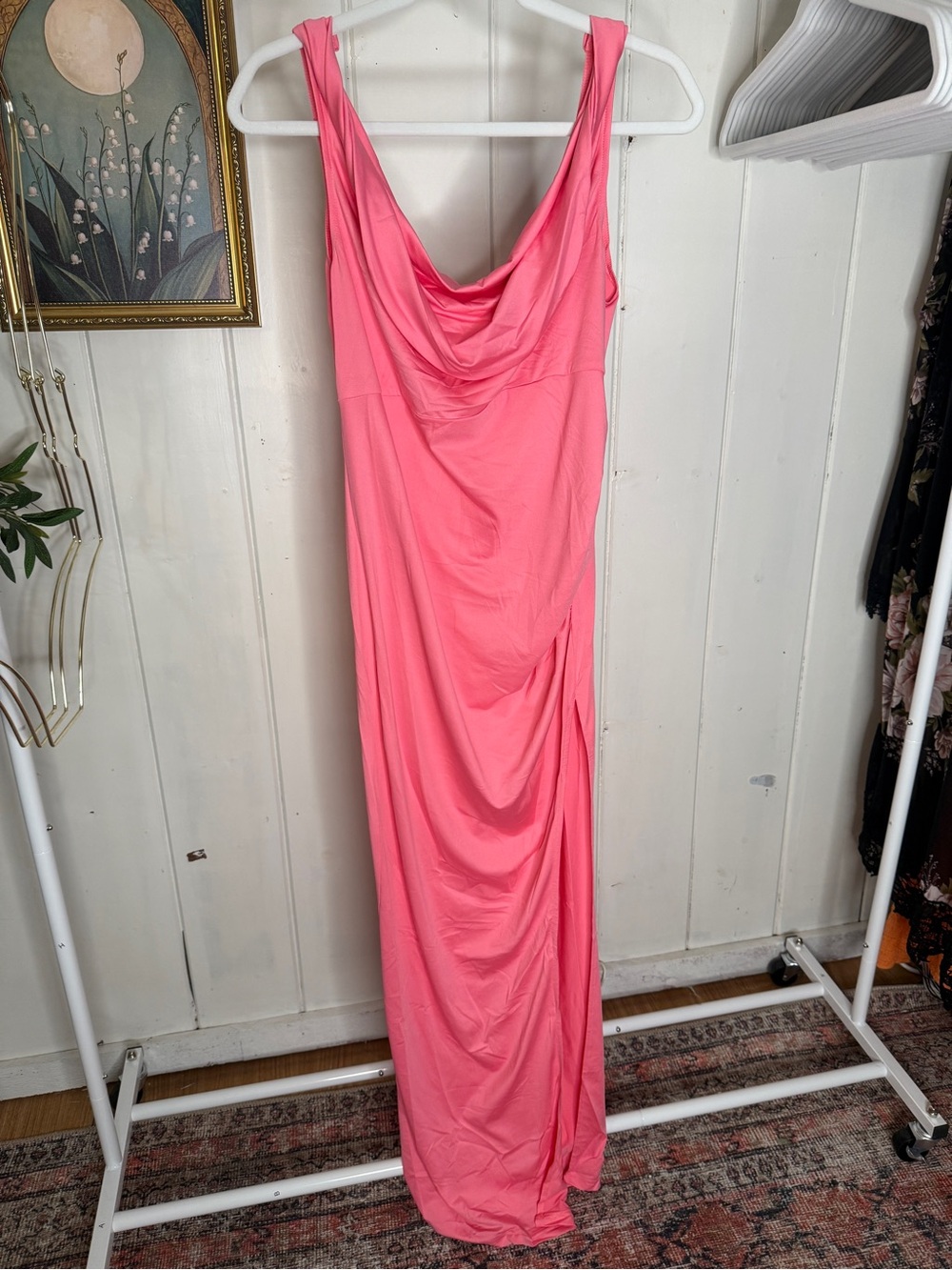 Pink Cowl Neck Maxi Dress